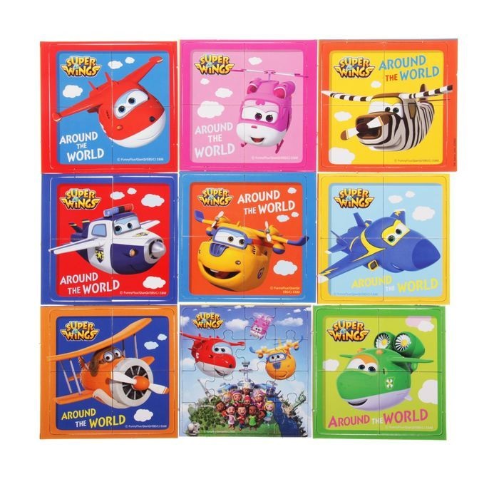 Игра настольная из серии SuperWings Вокруг света – Карусель Лото и пазл  